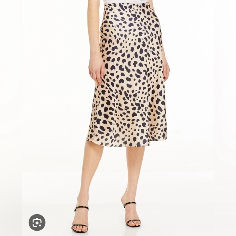 Aqua Animal Print Satin Midi Skirt